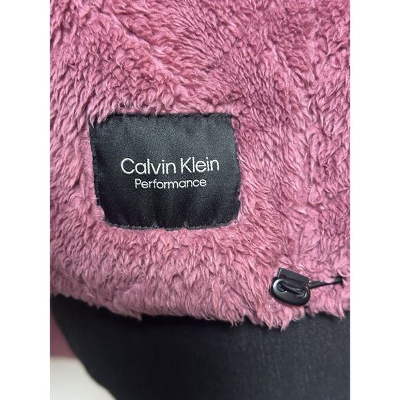 Calvin Klein Performance Fleece Fall‎ Pullover Quarter Zip Pullover Burgundy - Picture 7 of 16